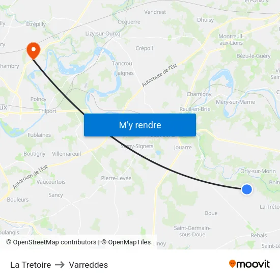 La Tretoire to Varreddes map