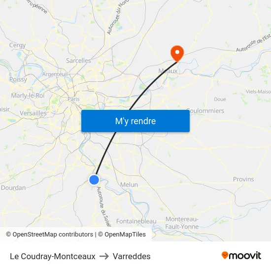 Le Coudray-Montceaux to Varreddes map