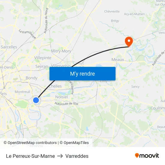 Le Perreux-Sur-Marne to Varreddes map