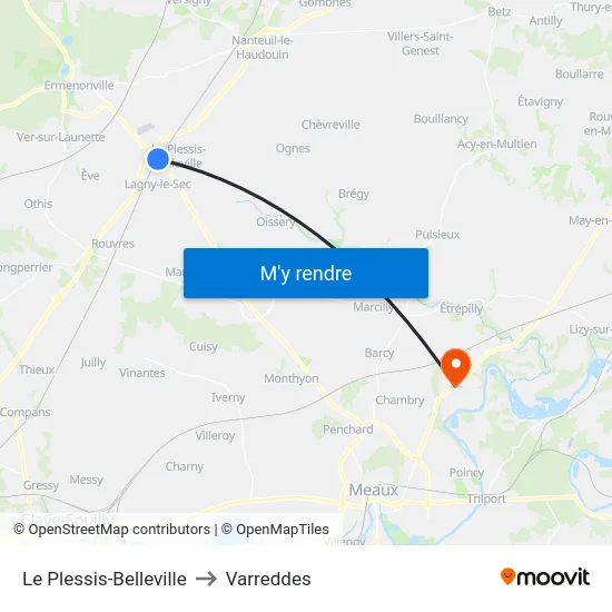 Le Plessis-Belleville to Varreddes map