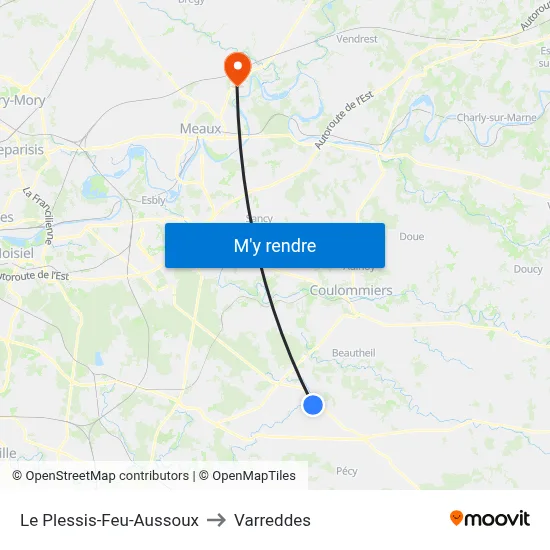 Le Plessis-Feu-Aussoux to Varreddes map