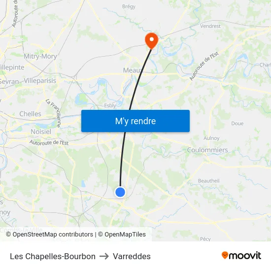 Les Chapelles-Bourbon to Varreddes map