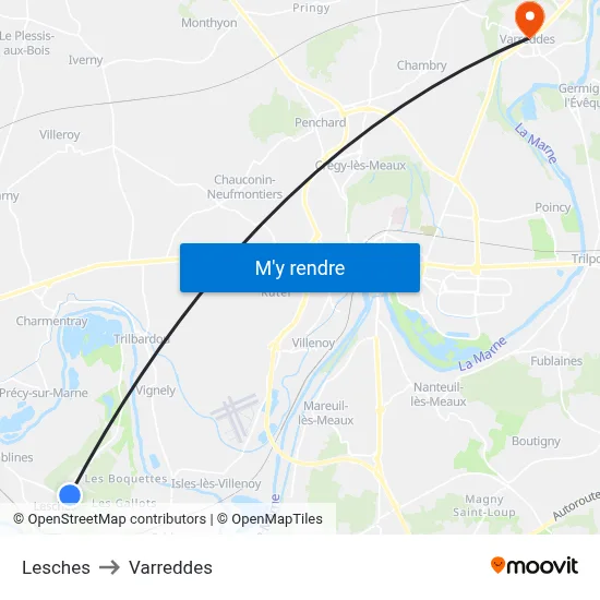 Lesches to Varreddes map
