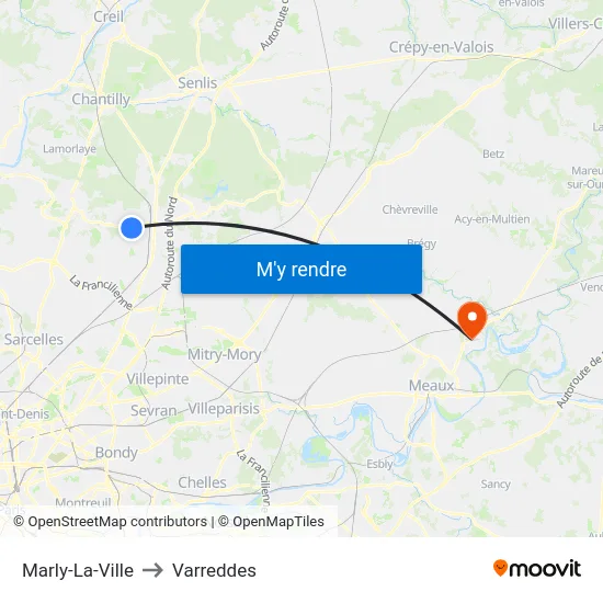Marly-La-Ville to Varreddes map