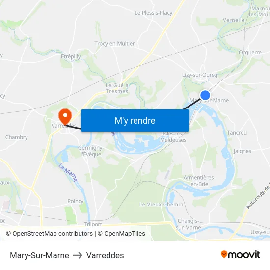 Mary-Sur-Marne to Varreddes map