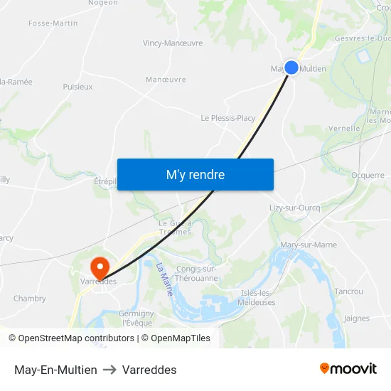 May-En-Multien to Varreddes map