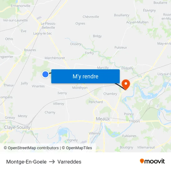 Montge-En-Goele to Varreddes map