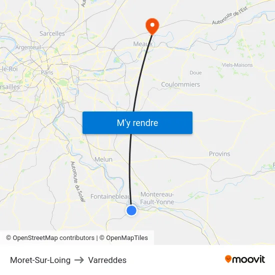 Moret-Sur-Loing to Varreddes map