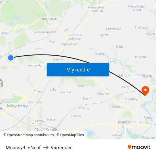 Moussy-Le-Neuf to Varreddes map