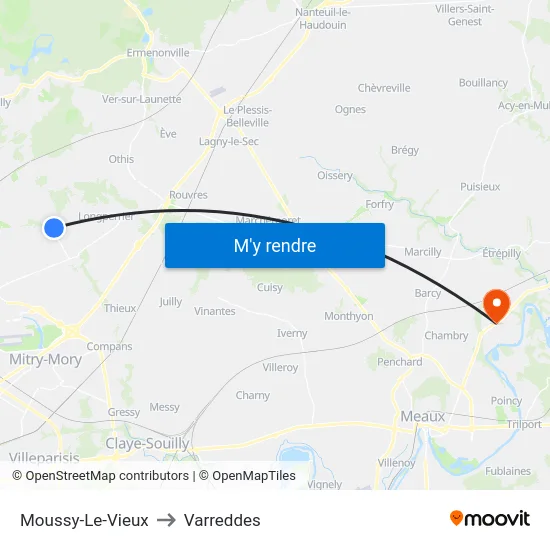 Moussy-Le-Vieux to Varreddes map