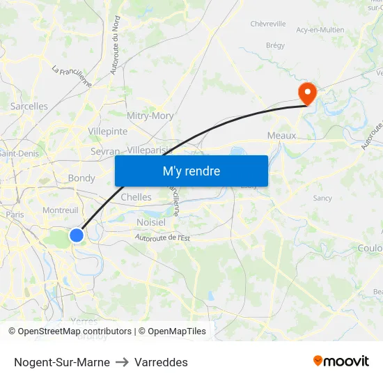 Nogent-Sur-Marne to Varreddes map