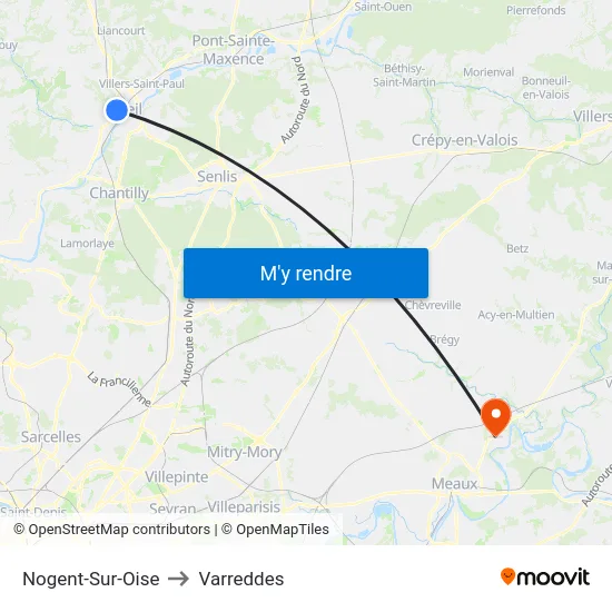Nogent-Sur-Oise to Varreddes map