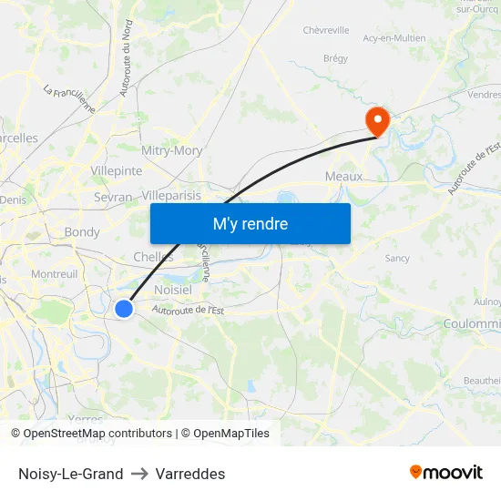 Noisy-Le-Grand to Varreddes map