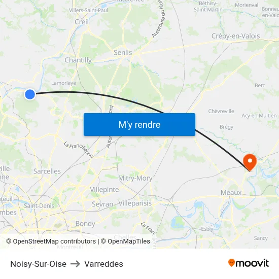 Noisy-Sur-Oise to Varreddes map