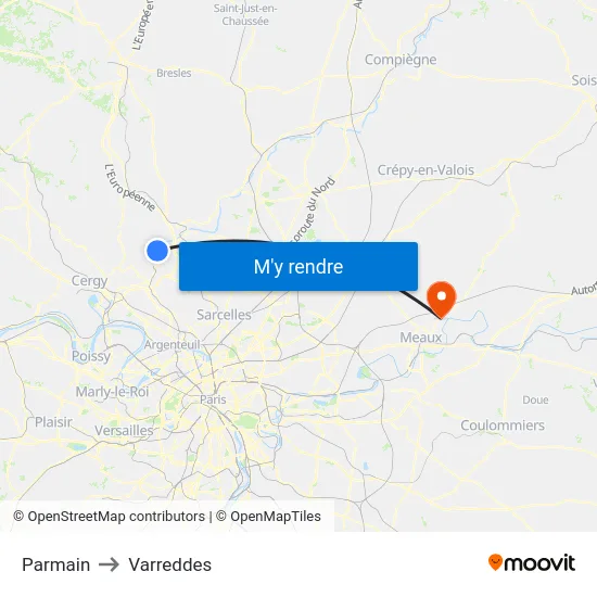 Parmain to Varreddes map