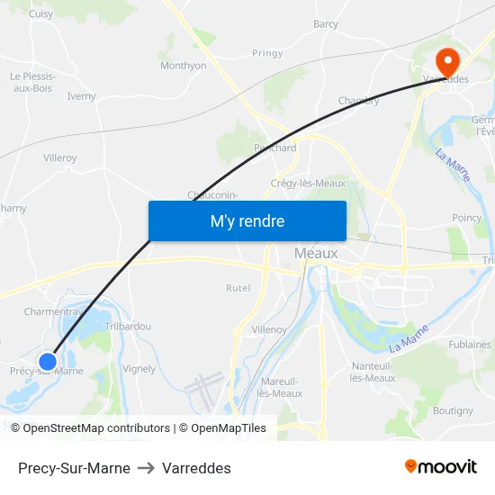 Precy-Sur-Marne to Varreddes map