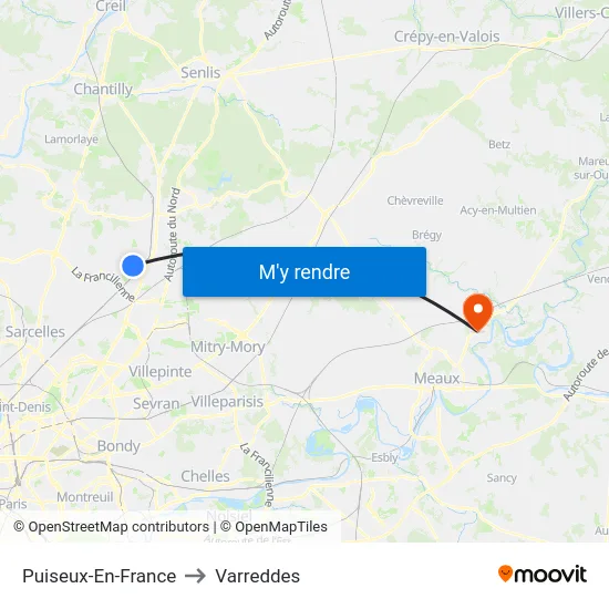 Puiseux-En-France to Varreddes map