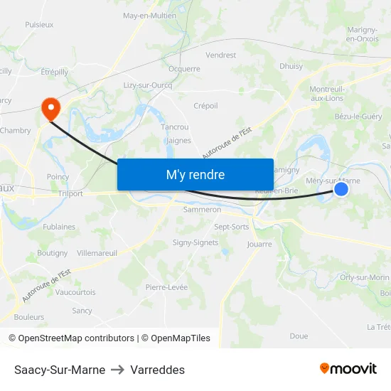 Saacy-Sur-Marne to Varreddes map