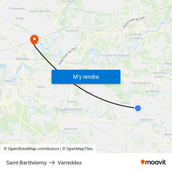 Saint-Barthelemy to Varreddes map
