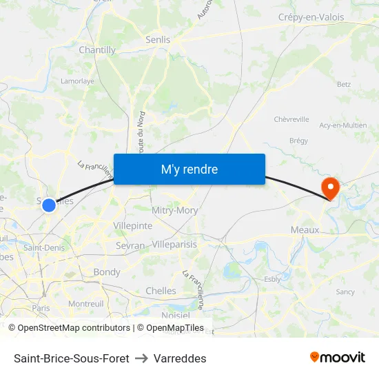 Saint-Brice-Sous-Foret to Varreddes map