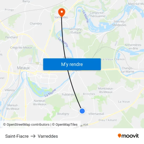 Saint-Fiacre to Varreddes map