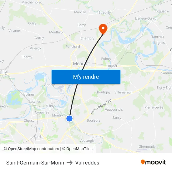 Saint-Germain-Sur-Morin to Varreddes map