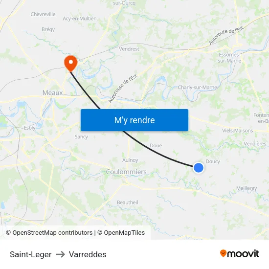 Saint-Leger to Varreddes map