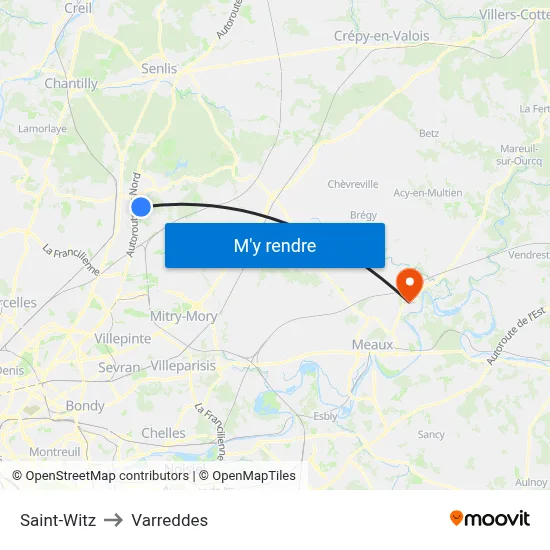 Saint-Witz to Varreddes map