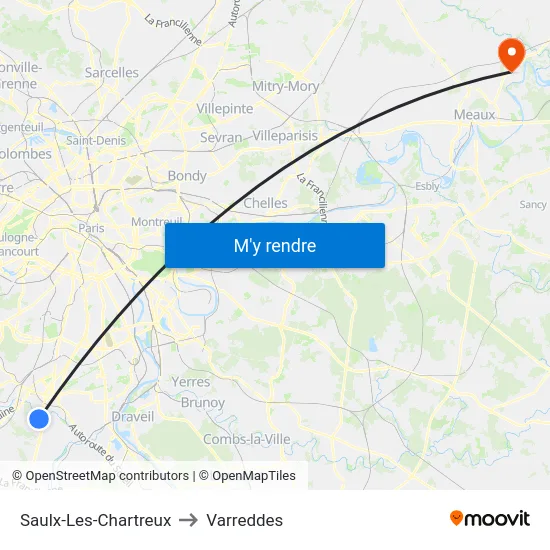 Saulx-Les-Chartreux to Varreddes map