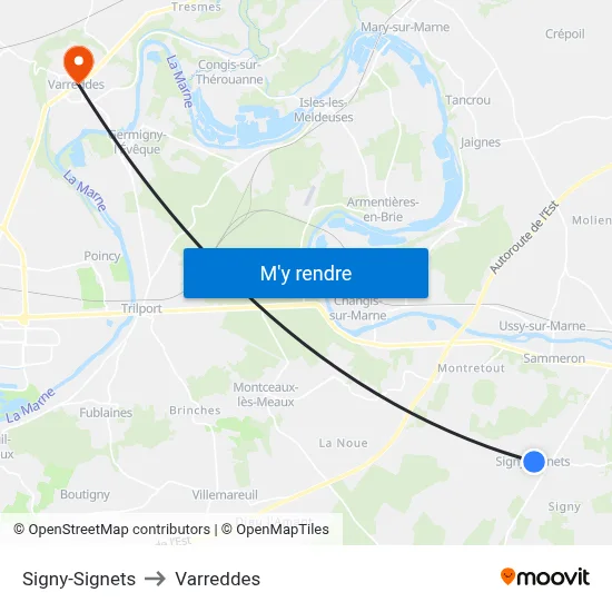 Signy-Signets to Varreddes map