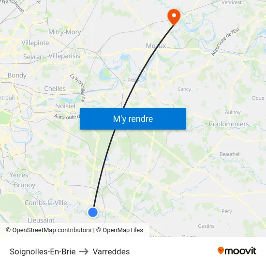 Soignolles-En-Brie to Varreddes map