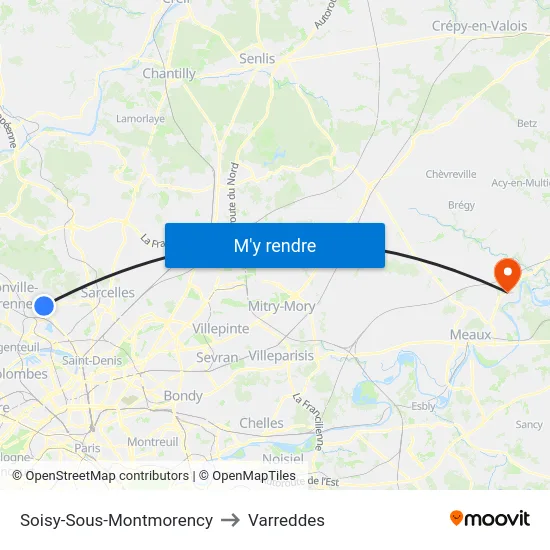 Soisy-Sous-Montmorency to Varreddes map