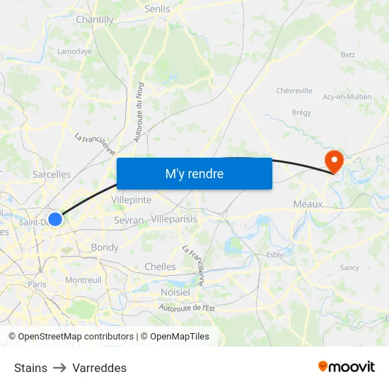 Stains to Varreddes map