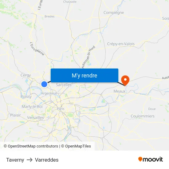 Taverny to Varreddes map