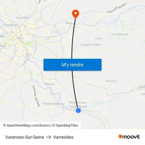Varennes-Sur-Seine to Varreddes map