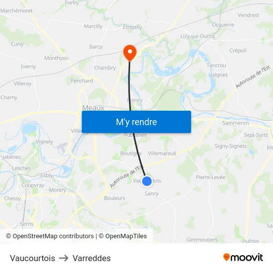 Vaucourtois to Varreddes map