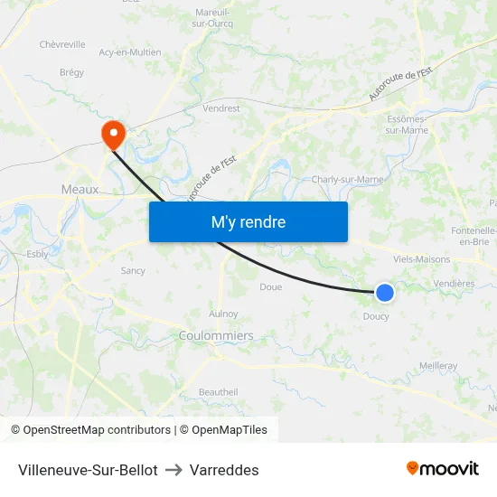 Villeneuve-Sur-Bellot to Varreddes map