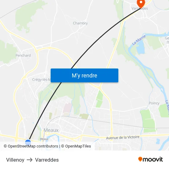 Villenoy to Varreddes map