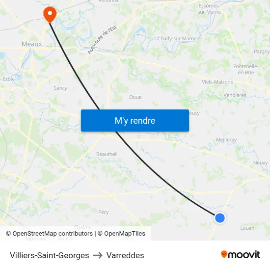 Villiers-Saint-Georges to Varreddes map