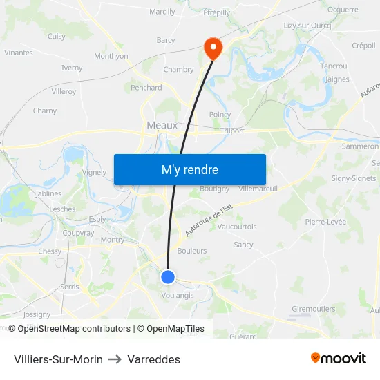 Villiers-Sur-Morin to Varreddes map