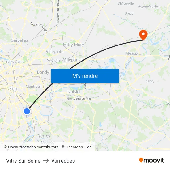 Vitry-Sur-Seine to Varreddes map