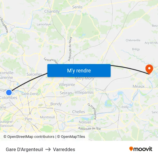Gare D'Argenteuil to Varreddes map