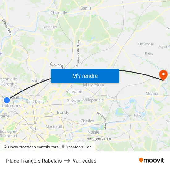 Place François Rabelais to Varreddes map