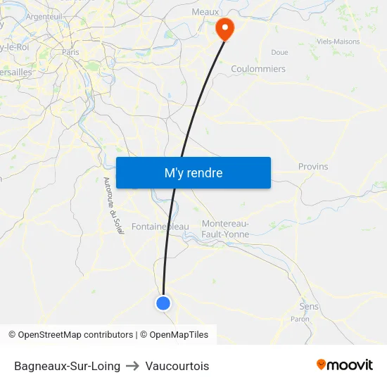 Bagneaux-Sur-Loing to Vaucourtois map