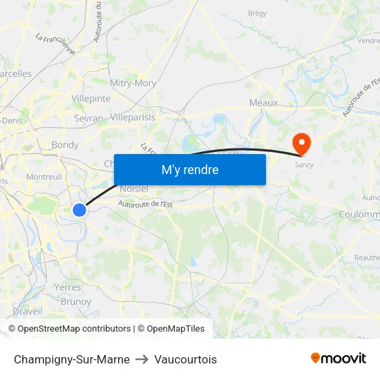 Champigny-Sur-Marne to Vaucourtois map