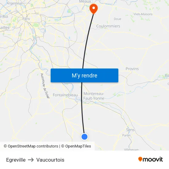Egreville to Vaucourtois map