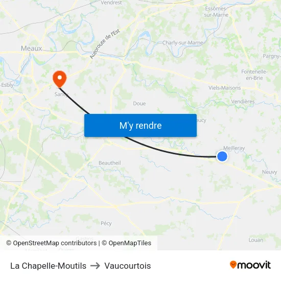 La Chapelle-Moutils to Vaucourtois map