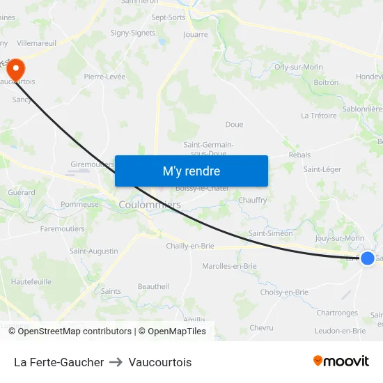 La Ferte-Gaucher to Vaucourtois map
