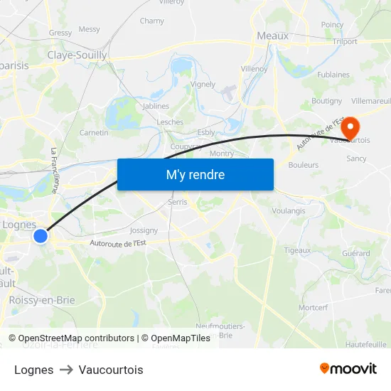 Lognes to Vaucourtois map