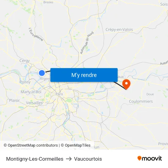 Montigny-Les-Cormeilles to Vaucourtois map